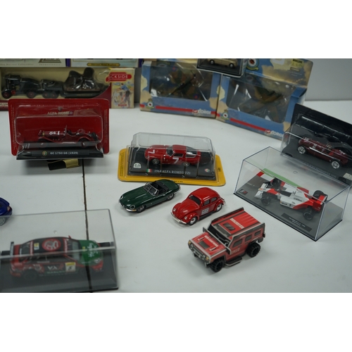 119 - Collection of model cars including Corgi, Lledo and other brands, featuring vintage and racing cars.