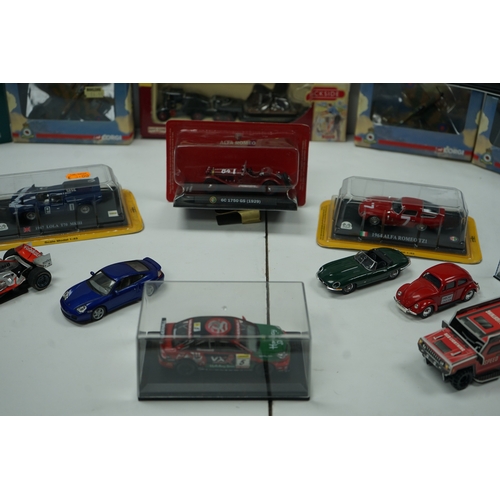 119 - Collection of model cars including Corgi, Lledo and other brands, featuring vintage and racing cars.