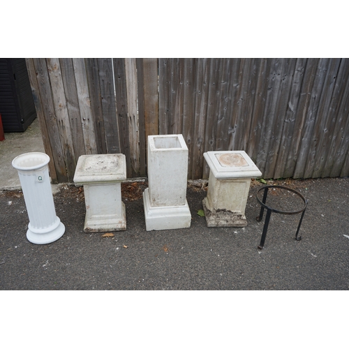 1244 - Gardens, Pots & Planters: Group of Various Pot Stands/ Pedestals Tallest Being 58cm