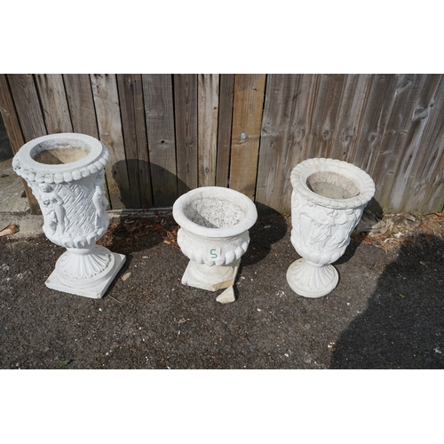 1246 - Gardens, Pots & Planters: Group of 3 Various Garden Urns (30cm - 47cm Heights)