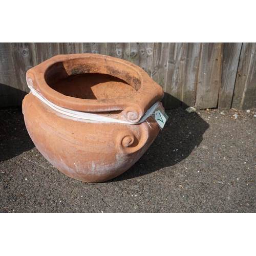 1208 - Gardens, Pots & Planters: Pair of Compton Style terracotta Scroll garden pots 34cm x 31cm