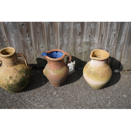 1209 - Gardens, Pots & Planters: Lot of 3 Terracotta Jugs, Pots etc All approx 31cm Tall