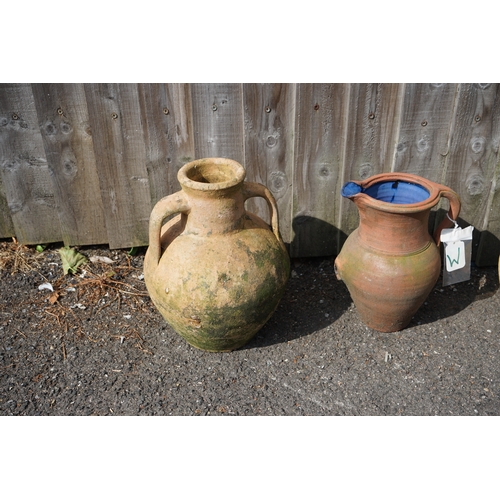 1209 - Gardens, Pots & Planters: Lot of 3 Terracotta Jugs, Pots etc All approx 31cm Tall