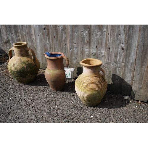 1209 - Gardens, Pots & Planters: Lot of 3 Terracotta Jugs, Pots etc All approx 31cm Tall