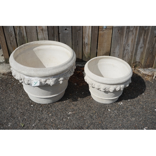 1211 - Gardens, Pots & Planters:  Pair of Graduated Decorative Plant Pots- Tallest One is 32cm & 42cm Dia.