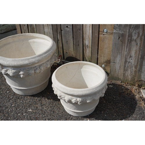 1211 - Gardens, Pots & Planters:  Pair of Graduated Decorative Plant Pots- Tallest One is 32cm & 42cm Dia.