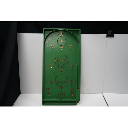 413 - Vintage wooden bagatelle game board and a Table Football Game