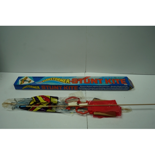 462 - Wembley Barnstormer Stunt Kite with control cords, handles, and 60 ft. tail.