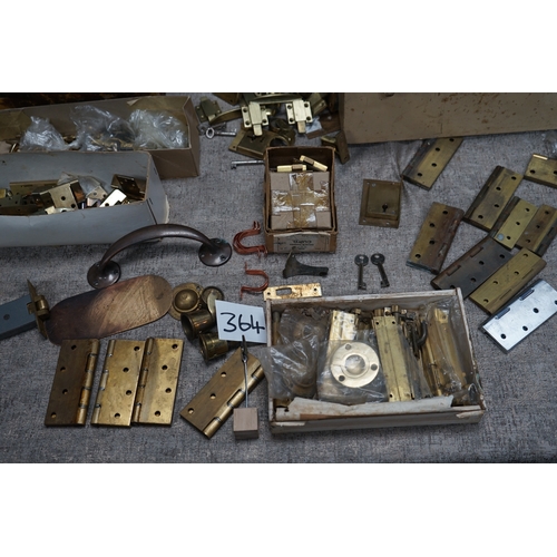 364 - A Very Large Collection of Unused Old Stock Quality Brass Hinges and Other Hardware-Approx 32kg