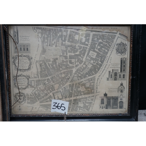 365 - 1755 Maitland's Plan of BROAD STREET and CORNHILL WARD City of London & a Framed print of 