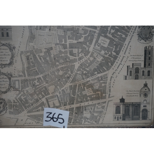 365 - 1755 Maitland's Plan of BROAD STREET and CORNHILL WARD City of London & a Framed print of 