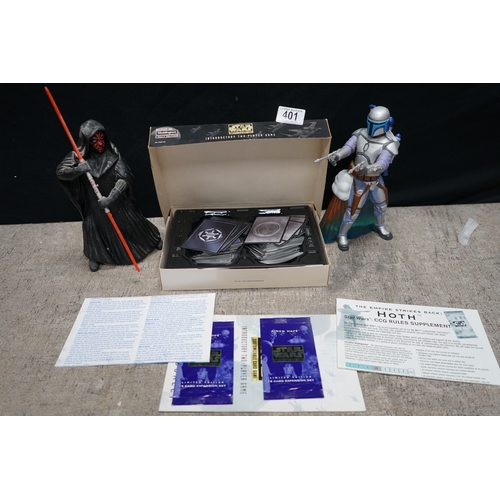 401 - Star Wars Lot: 2 Figures and Introductory Two Player Customizable Card Game Premiere Edition