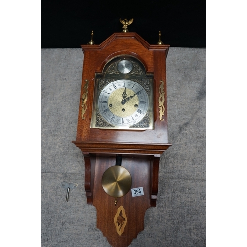 366 - Tempus Fugit Mahogany Cased Wall Clock