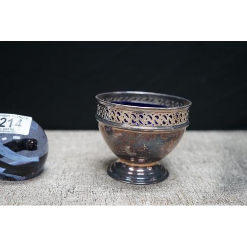 214 - Caithness Glass Paperweight, Mappin & Webb Sugar Bowl with Oriignal Liner, Cut Glass Silver Collared... 