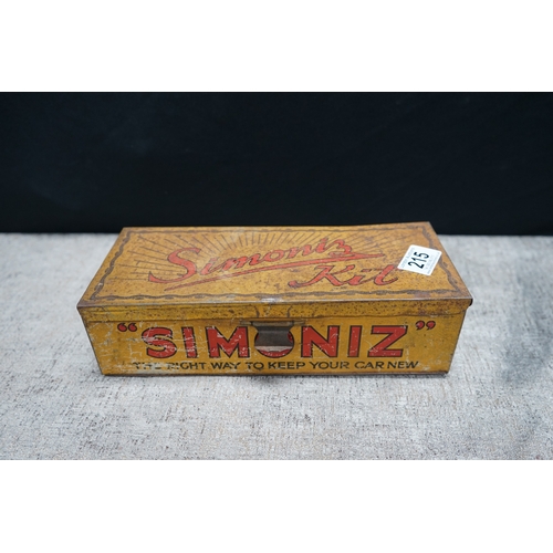 215 - Vintage Simoniz Automotive Tin