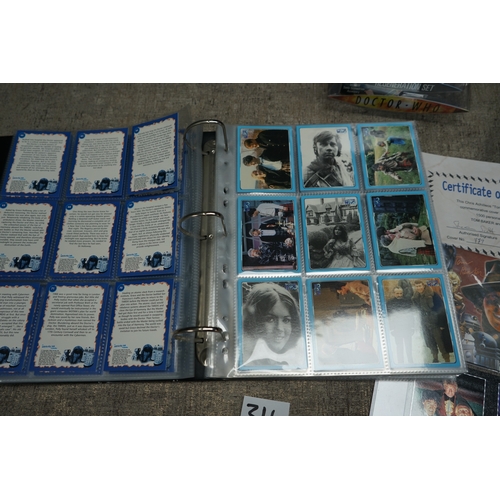 314 - Collection of Doctor Who items including trading card collection, action figure set, certificate of ... 