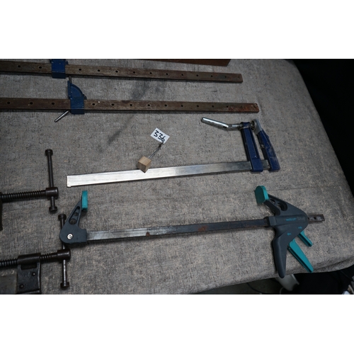 336 - Collection of good quality sash clamps and other carpentry tools