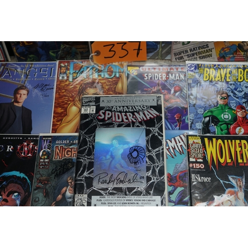 337 - Large Lot of Autographed Comics, 56  in Total, All with COA, plus Randy Queens Darkchlyde Chromium M... 