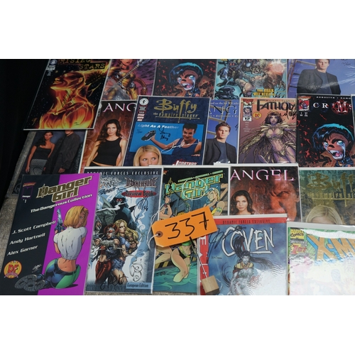 337 - Large Lot of Autographed Comics, 56  in Total, All with COA, plus Randy Queens Darkchlyde Chromium M... 