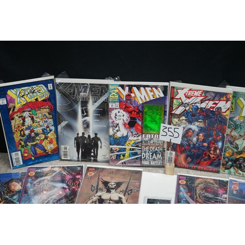 355 - Collection of 12 Ltd Edition Autgoraphed X-Men comic books and graphic novels plus a Ltd Edition Pro... 