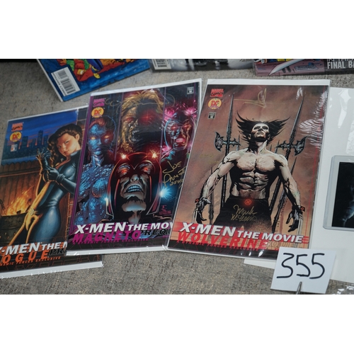 355 - Collection of 12 Ltd Edition Autgoraphed X-Men comic books and graphic novels plus a Ltd Edition Pro... 