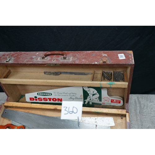 360 - Carpenters Vintage Tool Box and Contents to Include Good quality Carpentry Tools, Stanley Plane etc