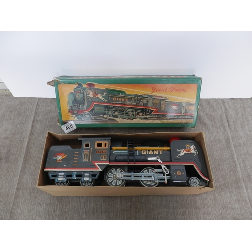 468 - Vintage Giant Tin Plate Train In Original Box Japanese Made