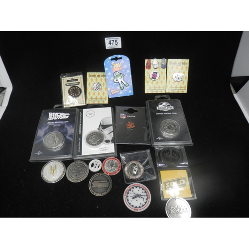 475 - Lot of Various Collectables: Ltd Edition Silver Coins: Star Wars, Back to the Future an Jurassic Par... 