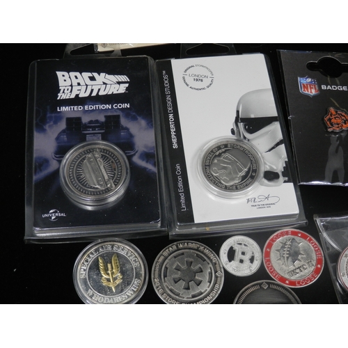 475 - Lot of Various Collectables: Ltd Edition Silver Coins: Star Wars, Back to the Future an Jurassic Par... 