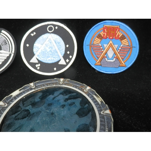 479 - Set of 4 Unused Stargate Suncatcher Coasters and various Stargate Patches