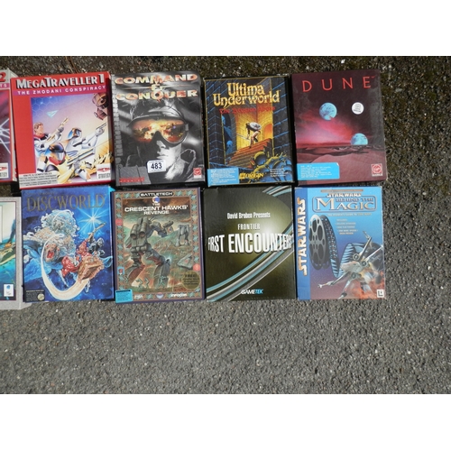 483 - Shelf of Vintage Big Box PC Games