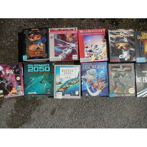 483 - Shelf of Vintage Big Box PC Games