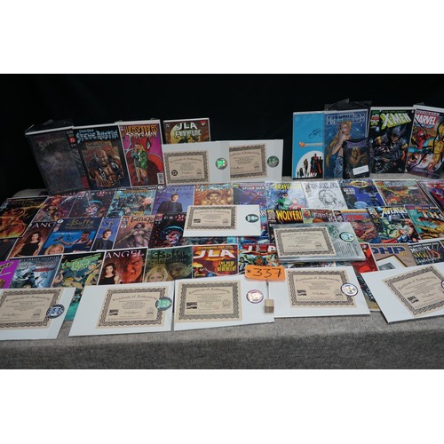 337 - Large Lot of Autographed Comics, 56  in Total, All with COA, plus Randy Queens Darkchlyde Chromium M... 