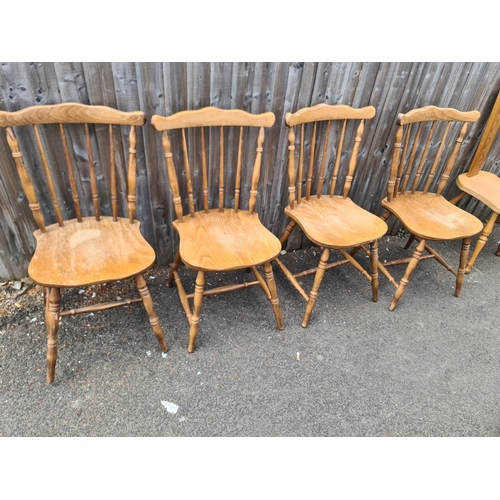 1220 - Set of 4 Oak Farmhouse Kitchen Chairs