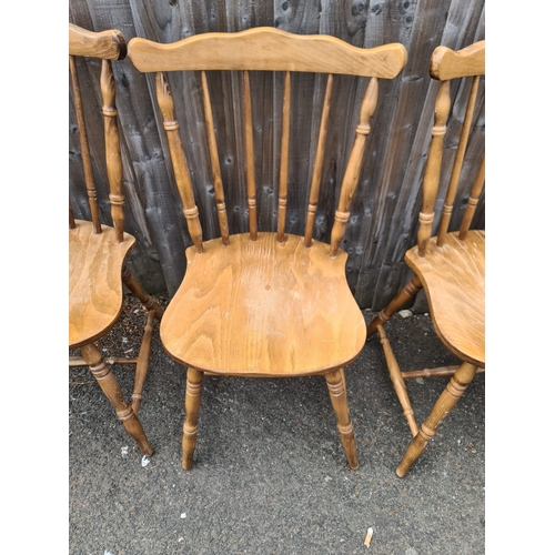 1220 - Set of 4 Oak Farmhouse Kitchen Chairs