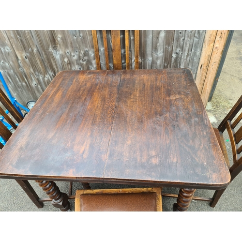 1223 - Barley Twist Pub Style Wind Out Table and Chairs with Original Winder