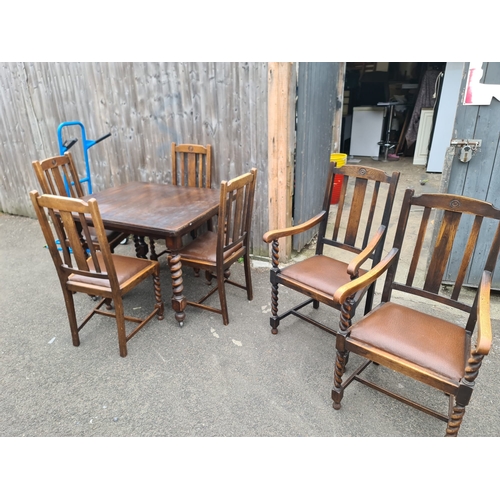 1223 - Barley Twist Pub Style Wind Out Table and Chairs with Original Winder