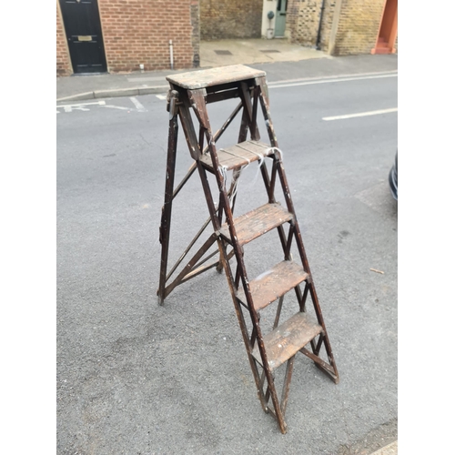 1228 - Victorian Lattice Work Step ladder