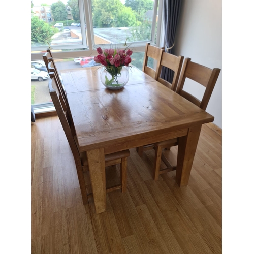 1234 - Solid Oak Extendable Dining Table and Chairs To Seat 8