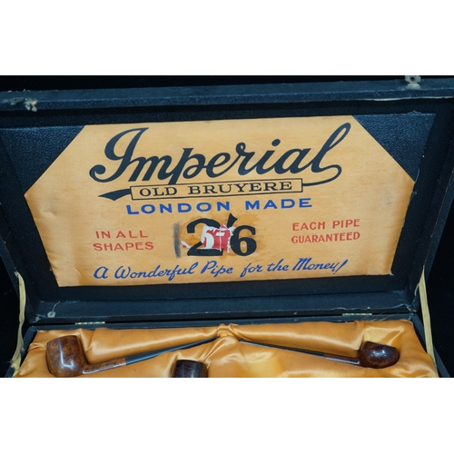 258 - Set of 6 Imperial Old Bruyere London Made Pipes. Unused Retail Display Set from a West End Tobacconi... 