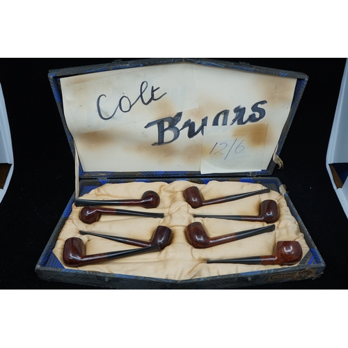 259 - Set of 8 Imperial Old Bruyere London Made Pipes, a Display Set from an Old West End Tobacconists- Ne... 