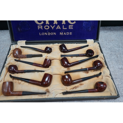 260 - Set of 12 Civic Royale London Made Pipes. Unused Retail Display Set from a West End Tobacconists