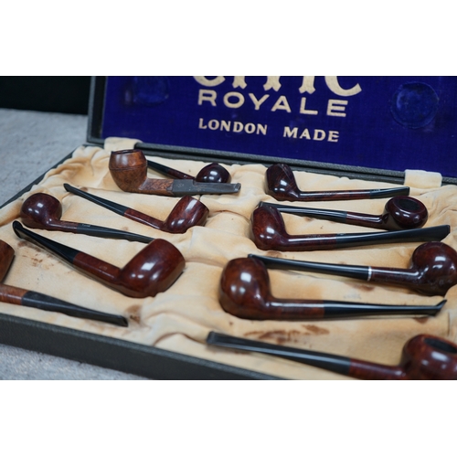 260 - Set of 12 Civic Royale London Made Pipes. Unused Retail Display Set from a West End Tobacconists