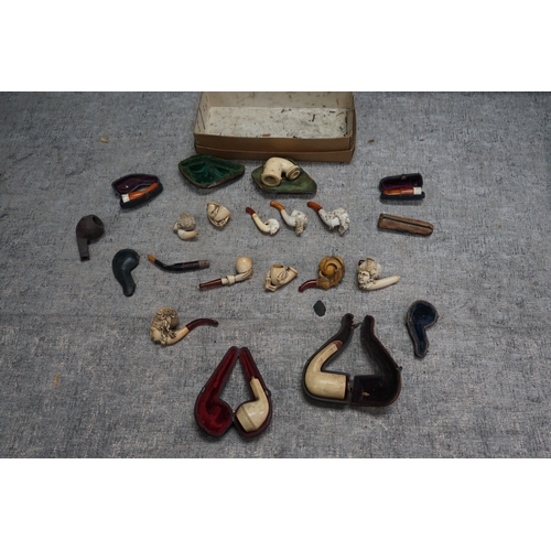 266 - A Good Collection of Antique Meerschaums Pipes