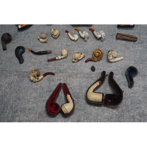 266 - A Good Collection of Antique Meerschaums Pipes