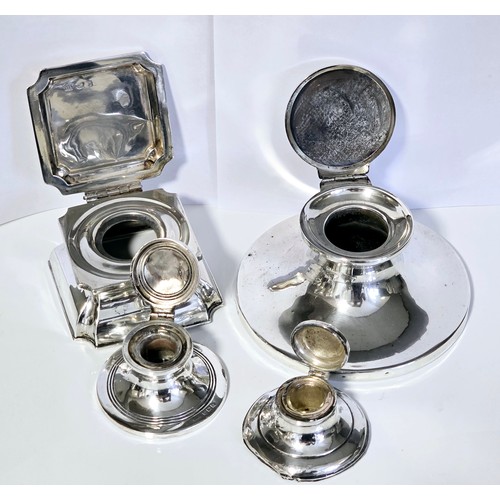 73J - Group of silver inkwells