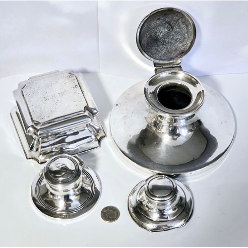 73J - Group of silver inkwells