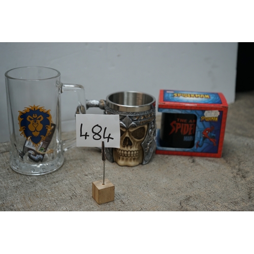 484 - Collection of assorted mugs and collectable items including Superman, Star Wars, Blade Runner, and G... 