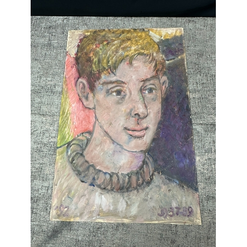 2n - Peter Samuelson (British 1912-1996) Original Works-A Ginger-headed boy with beige turtleneck 1989 (3... 