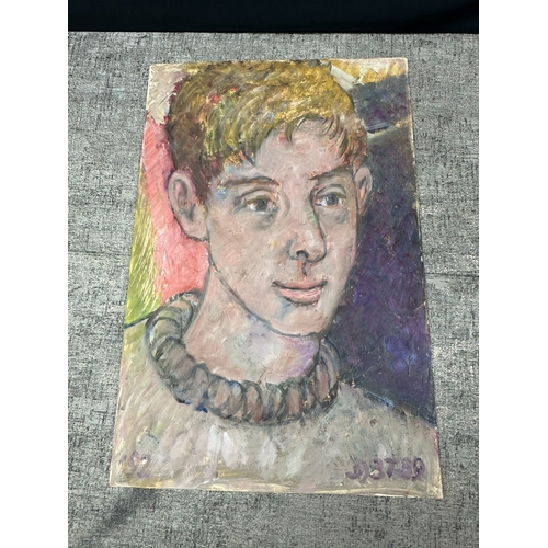 2n - Peter Samuelson (British 1912-1996) Original Works-A Ginger-headed boy with beige turtleneck 1989 (3... 